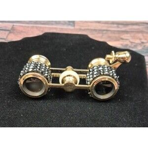 Vtg Mignon 2.5X Black Rhinestone Opera Glasses J-E56 & J-B19 Japan Theatre Glam‎